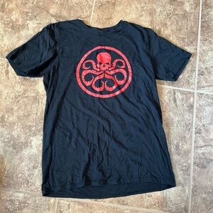 Black T-Shirt with Hydra Red Skull Logo